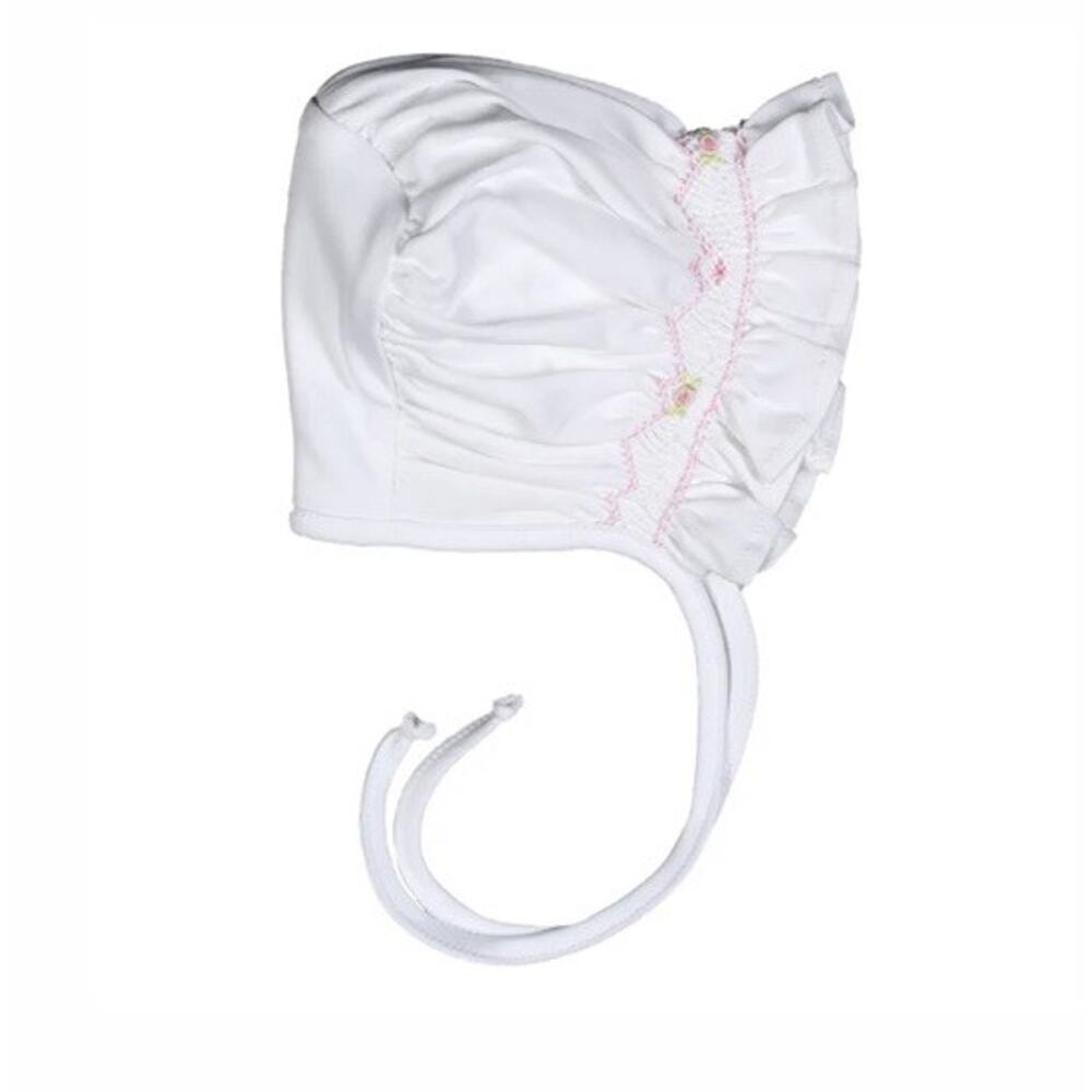 Baby Loren Smocked White Baby Bonnet Pima Cotton Sz Newborn NWT